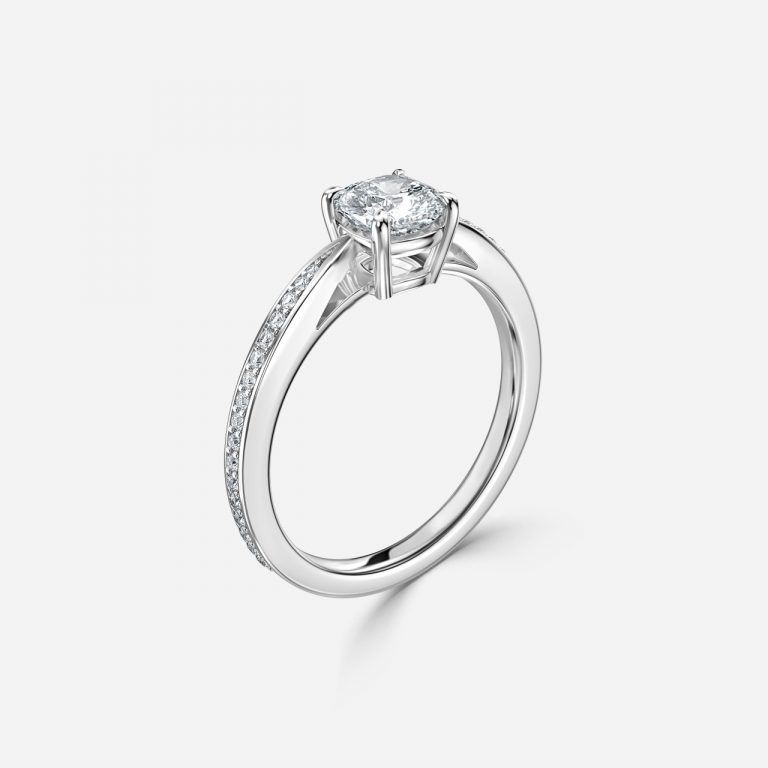 Cushion Diamond Band Engagement Ring