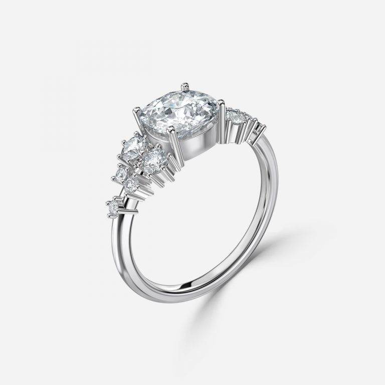Cushion Cluster Engagement Ring