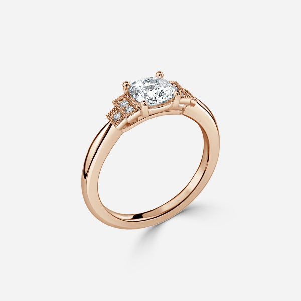 Cushion Three Stone Engagement Ring