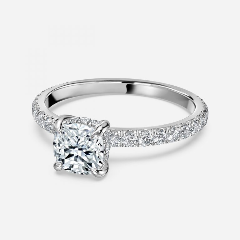 Cushion Hidden Halo Engagement Ring
