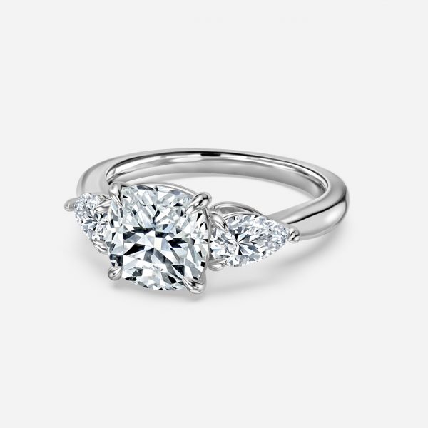 Cushion Three Stone Engagement Ring