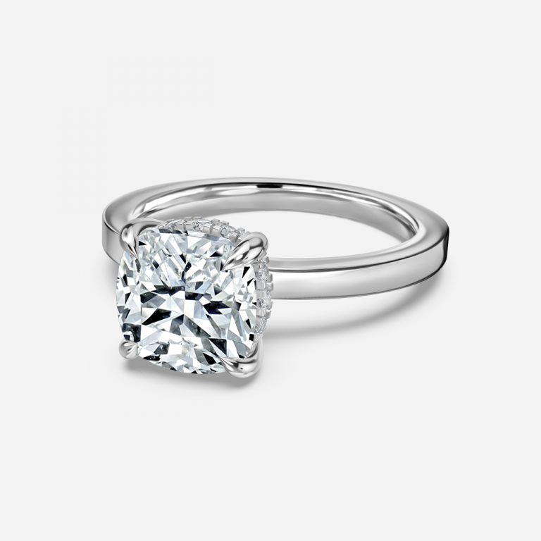 Cushion Hidden Halo Engagement Ring