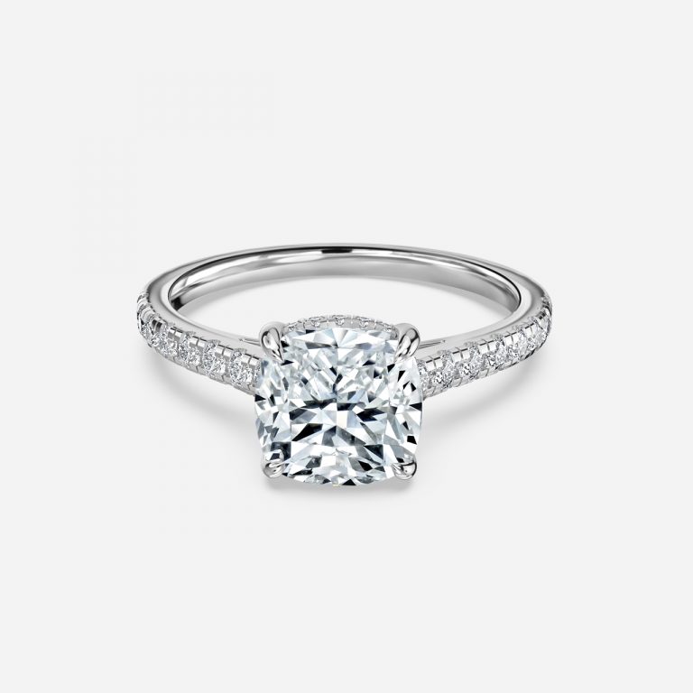 Cushion Hidden Halo Engagement Ring