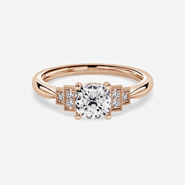 Cushion Three Stone Engagement Ring