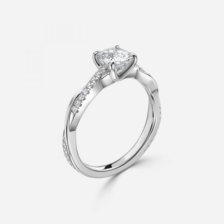 Cushion Diamond Band Engagement Ring