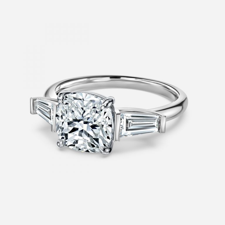 Cushion Three Stone Engagement Ring