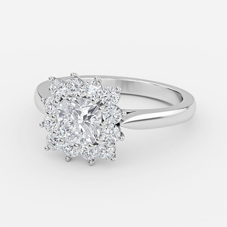 Cushion Cluster Engagement Ring