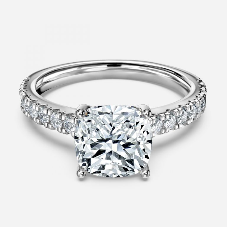 Cushion Diamond Band Engagement Ring