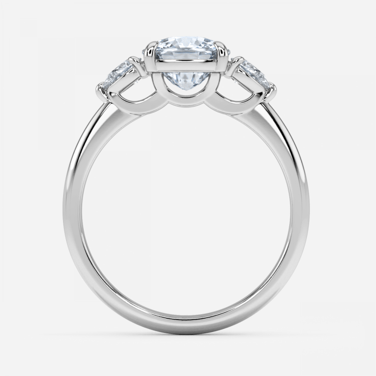 Cushion Three Stone Engagement Ring