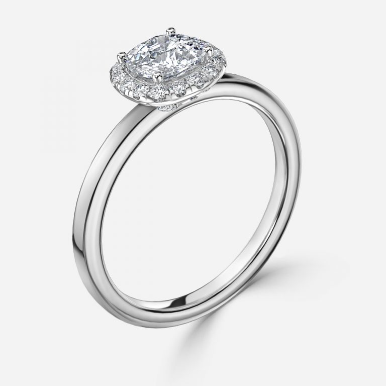 Cushion Halo Engagement Ring