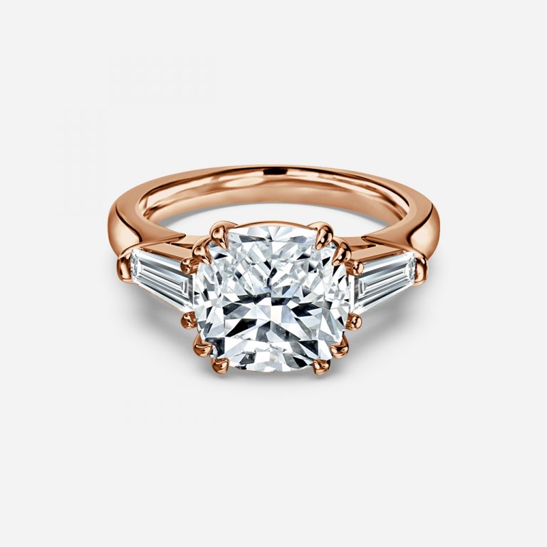 Cushion Three Stone Engagement Ring