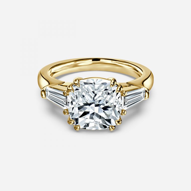 Cushion Three Stone Engagement Ring