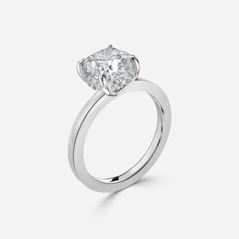 Cushion Hidden Halo Engagement Ring