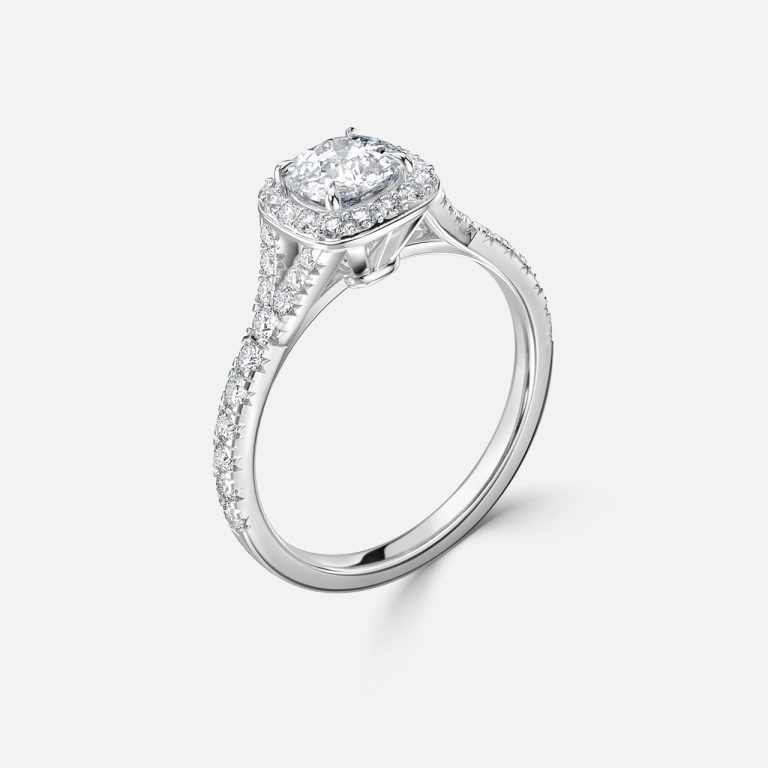 Cushion Halo Engagement Ring