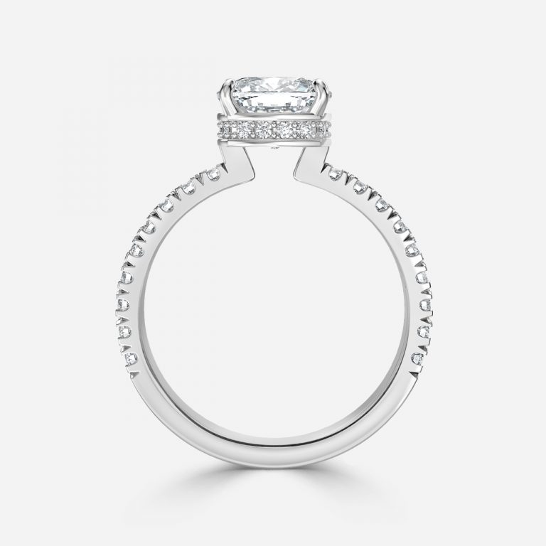 Cushion Hidden Halo Engagement Ring