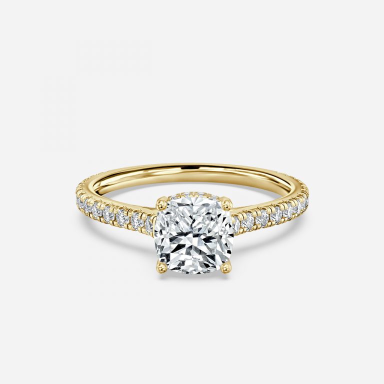 Cushion Hidden Halo Engagement Ring