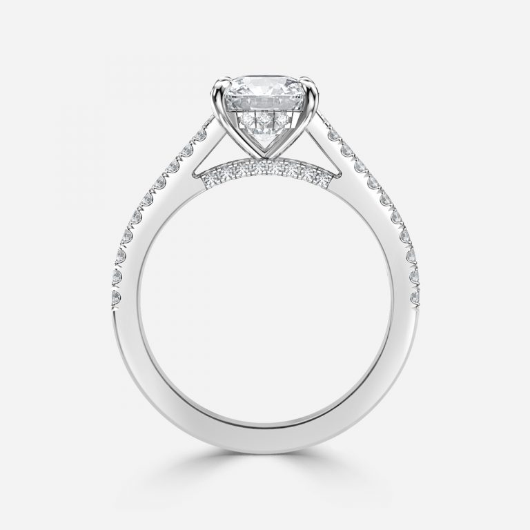Cushion Hidden Halo Engagement Ring