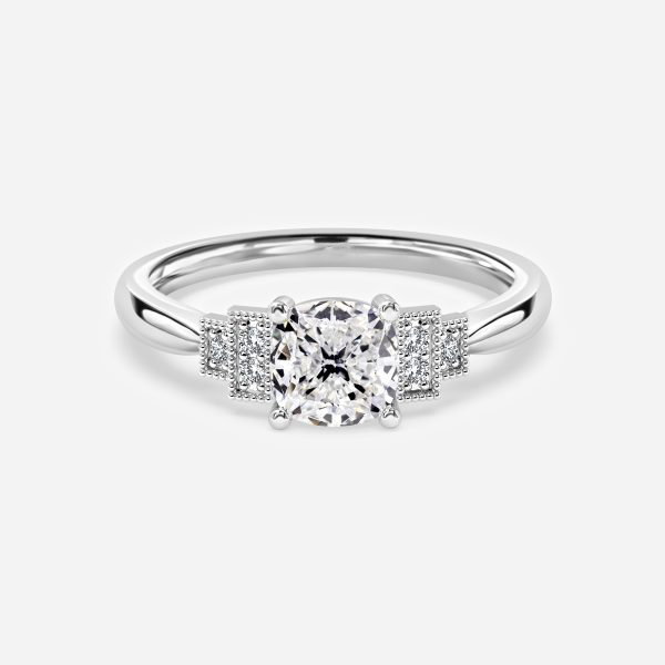 Cushion Three Stone Engagement Ring