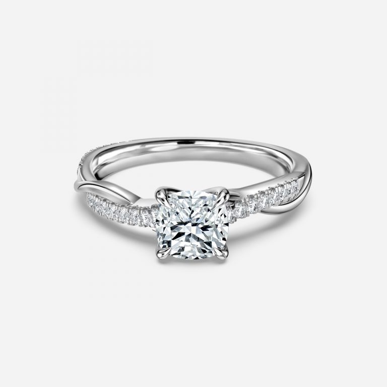 Cushion Diamond Band Engagement Ring
