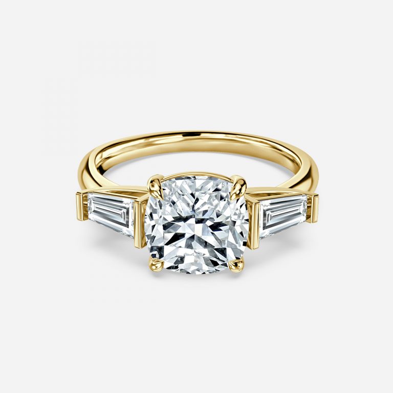 Cushion Three Stone Engagement Ring