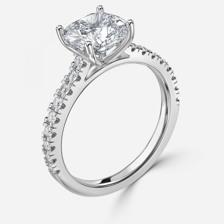 Cushion Diamond Band Engagement Ring