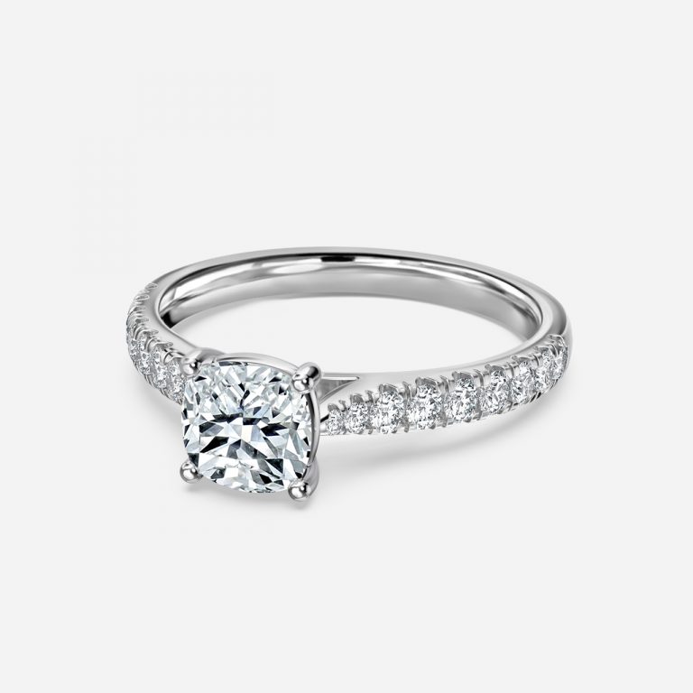 Cushion Diamond Band Engagement Ring