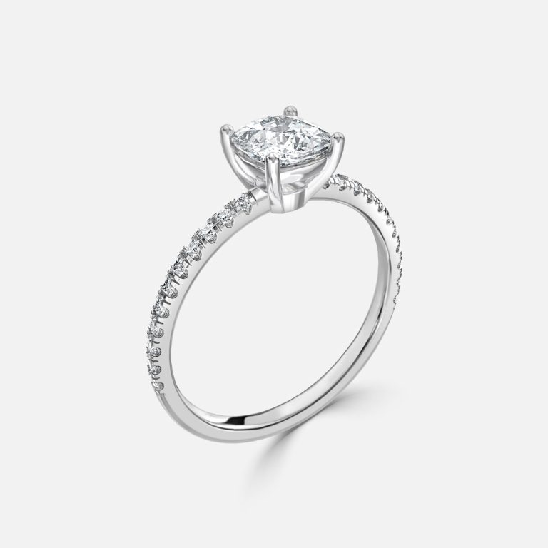 De La Luna Cushion Diamond Band Engagement Ring