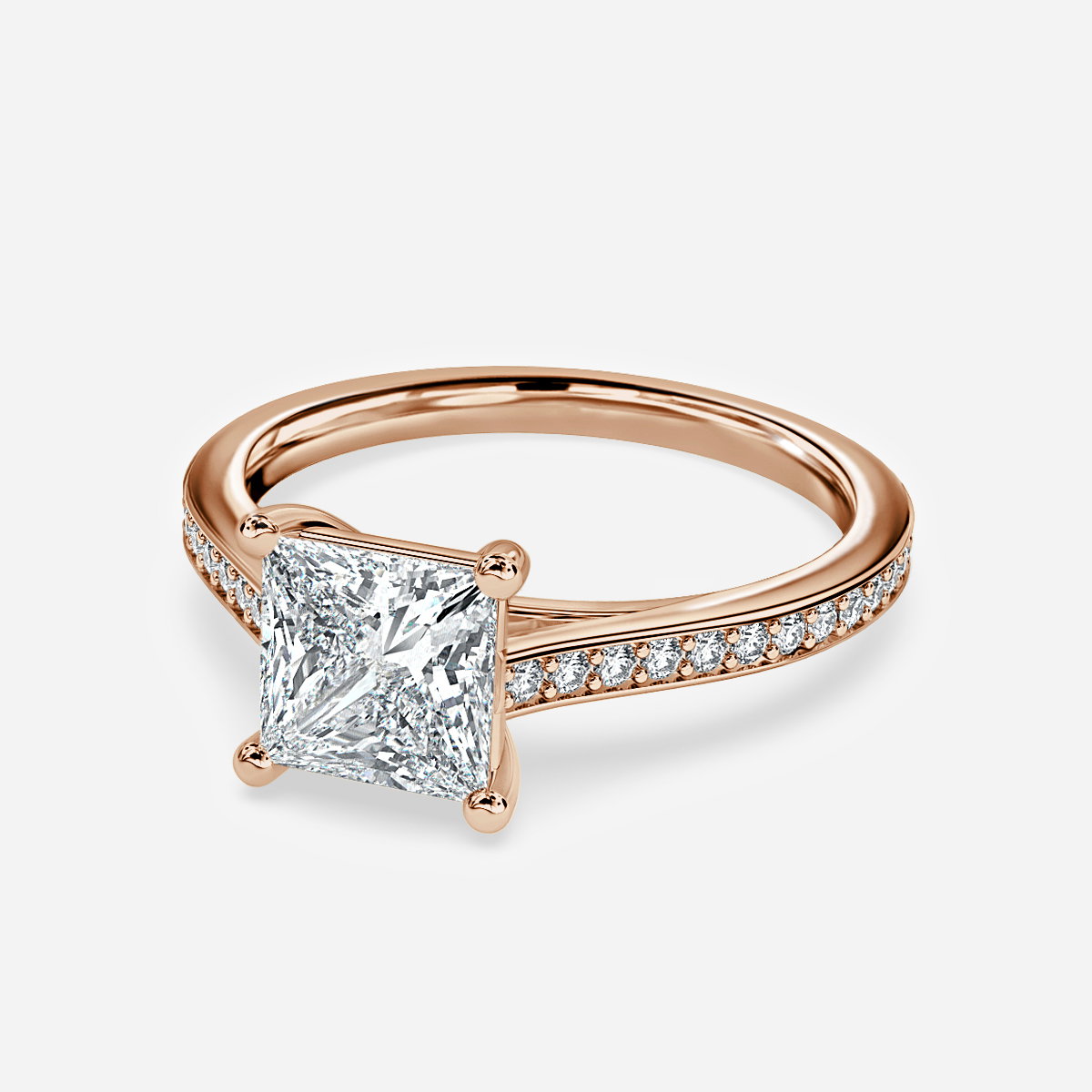 Princess Diamond Band Engagement Ring