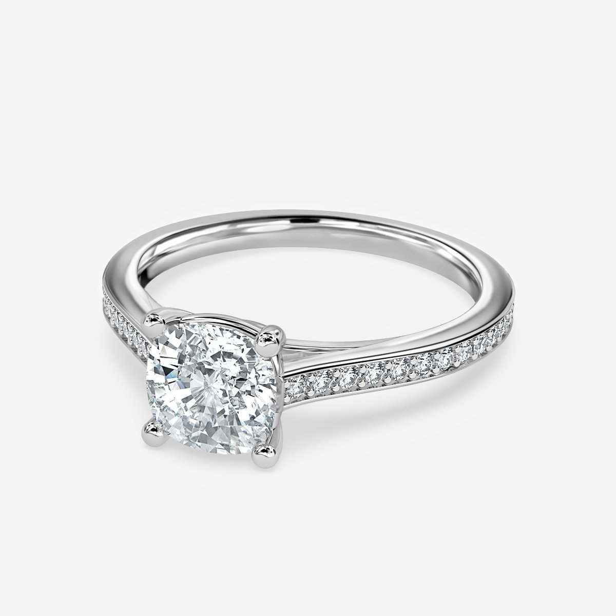 Cushion Diamond Band Engagement Ring