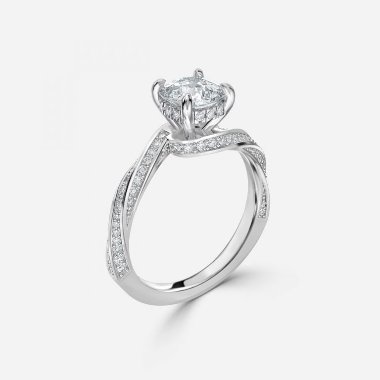Cushion Hidden Halo Engagement Ring