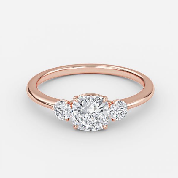 Cushion Three Stone Engagement Ring