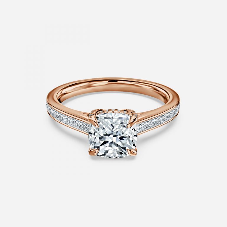 Cushion Hidden Halo Engagement Ring