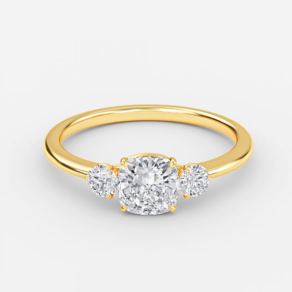 Cushion Three Stone Engagement Ring