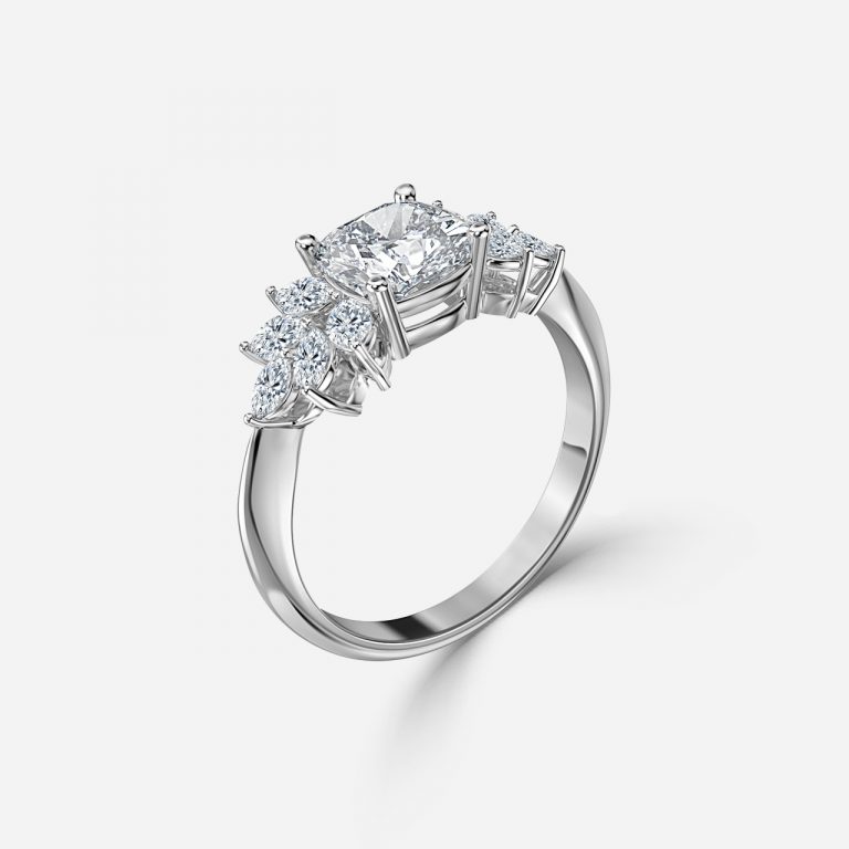 Cushion Cluster Engagement Ring