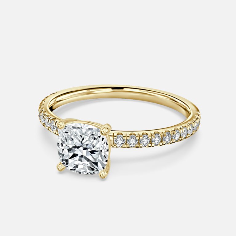 De La Luna Cushion Diamond Band Engagement Ring