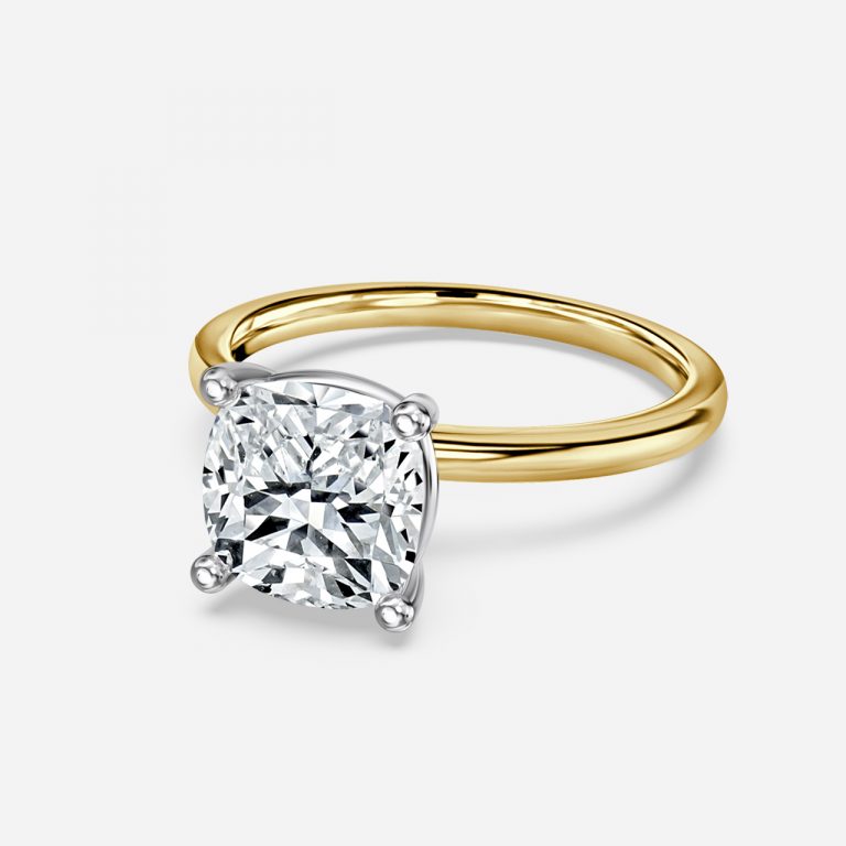 Cushion Two Tone Solitaire Engagement Ring