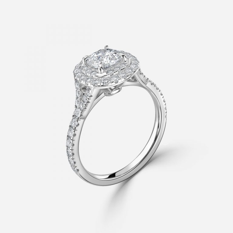 Cushion Double Halo Engagement Ring