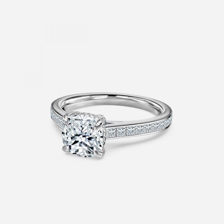 Cushion Hidden Halo Engagement Ring
