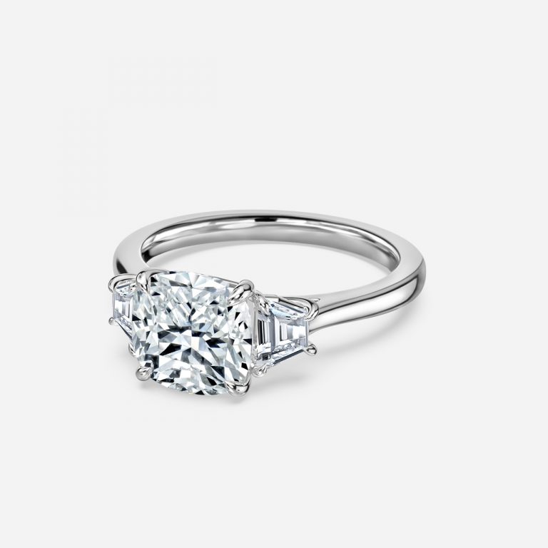 Cushion Three Stone Engagement Ring