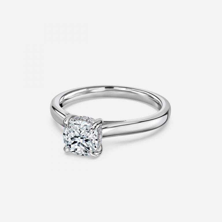 Cushion Hidden Halo Engagement Ring