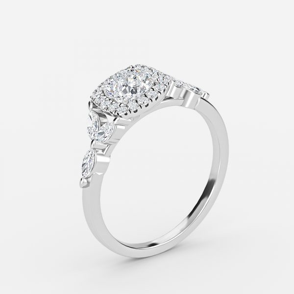 Cushion Halo Engagement Ring