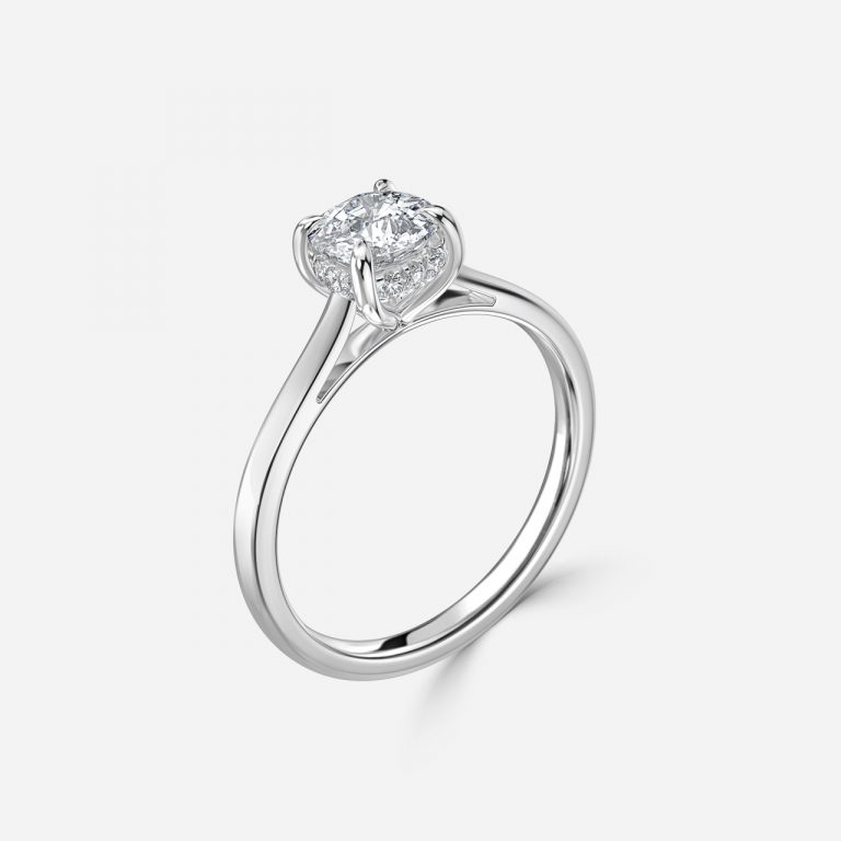 Cushion Hidden Halo Engagement Ring