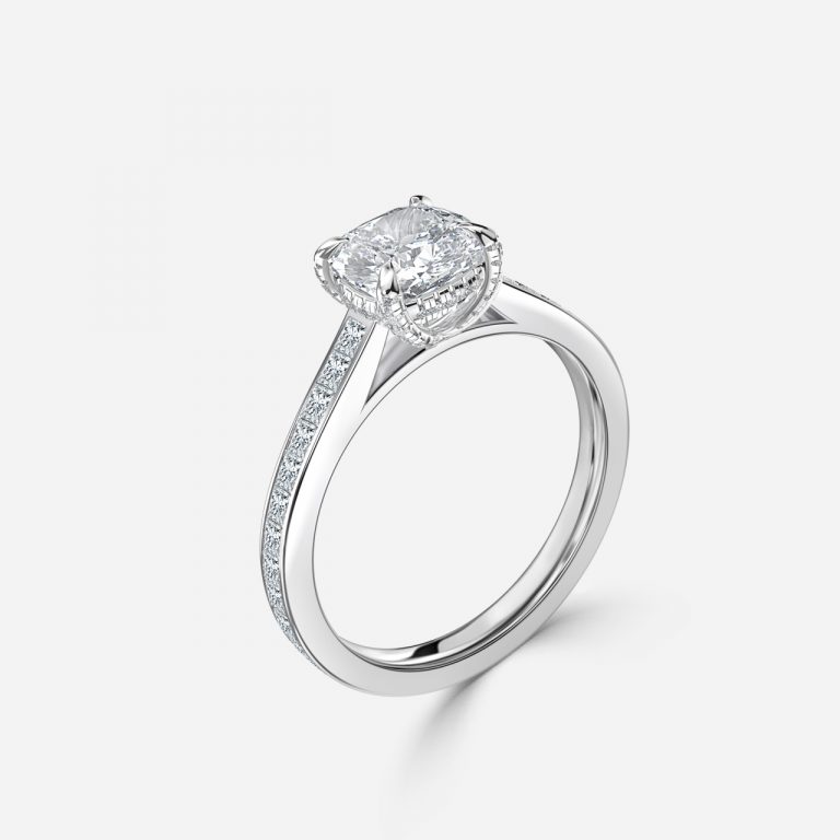 Cushion Hidden Halo Engagement Ring