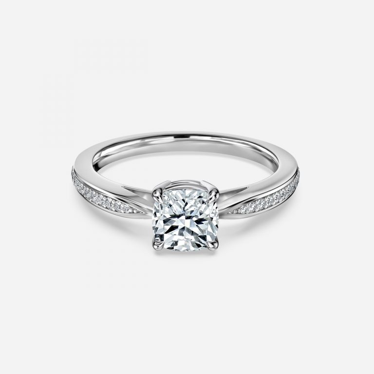 Cushion Diamond Band Engagement Ring