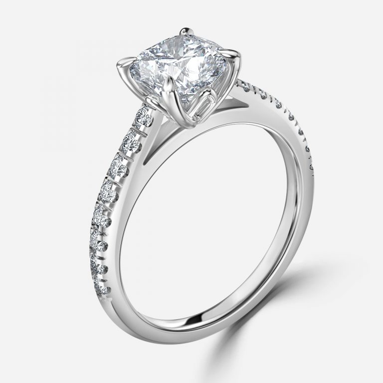 Cushion Diamond Band Engagement Ring