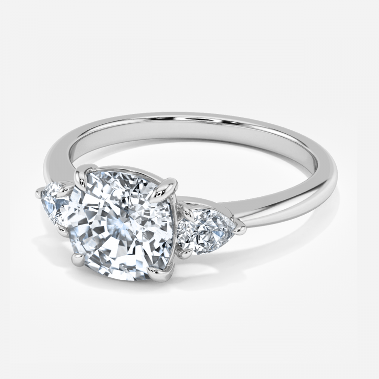 Cushion Three Stone Engagement Ring