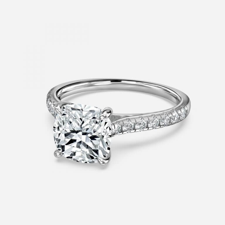 Cushion Diamond Band Engagement Ring