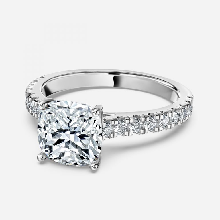 Cushion Diamond Band Engagement Ring