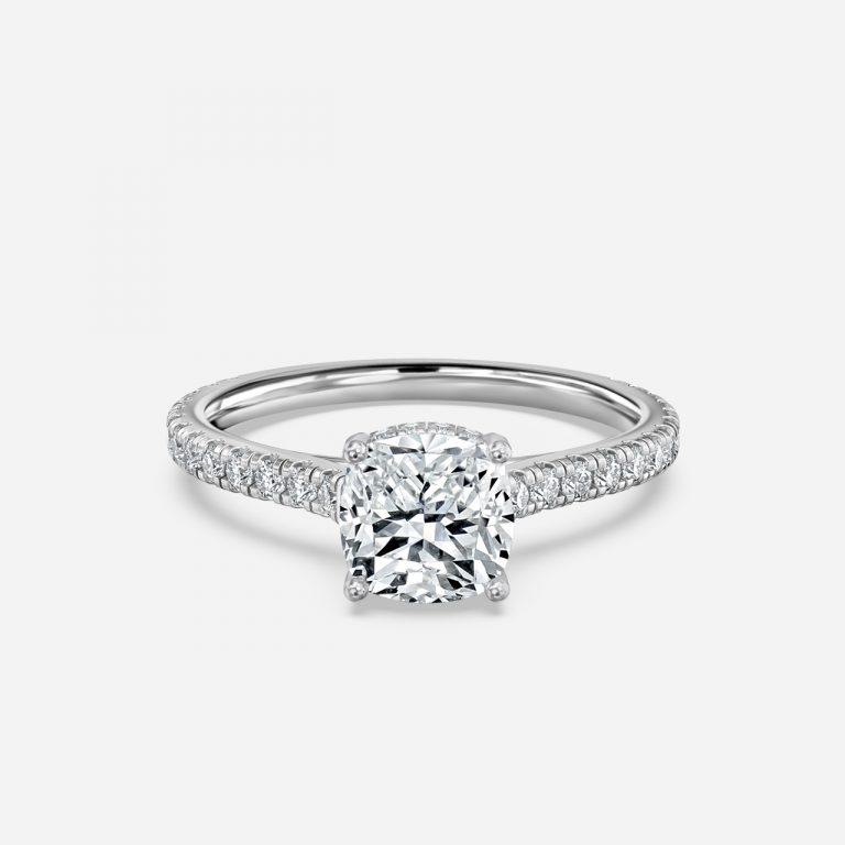 Cushion Hidden Halo Engagement Ring