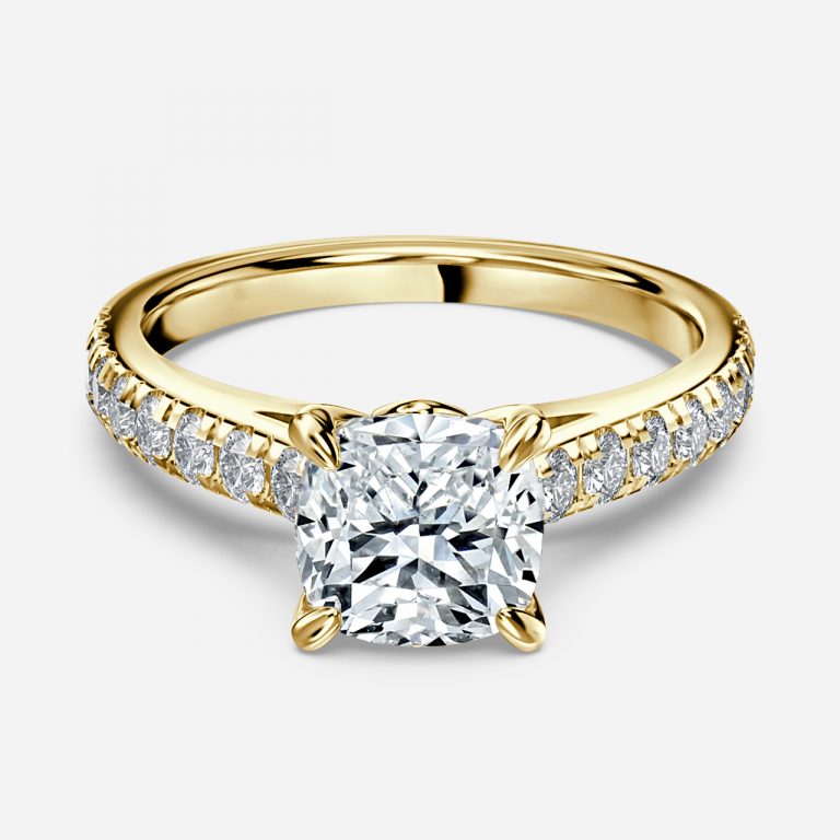 Cushion Diamond Band Engagement Ring